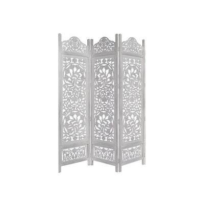 White Carved Wood Room Divider 72 Inches J52043