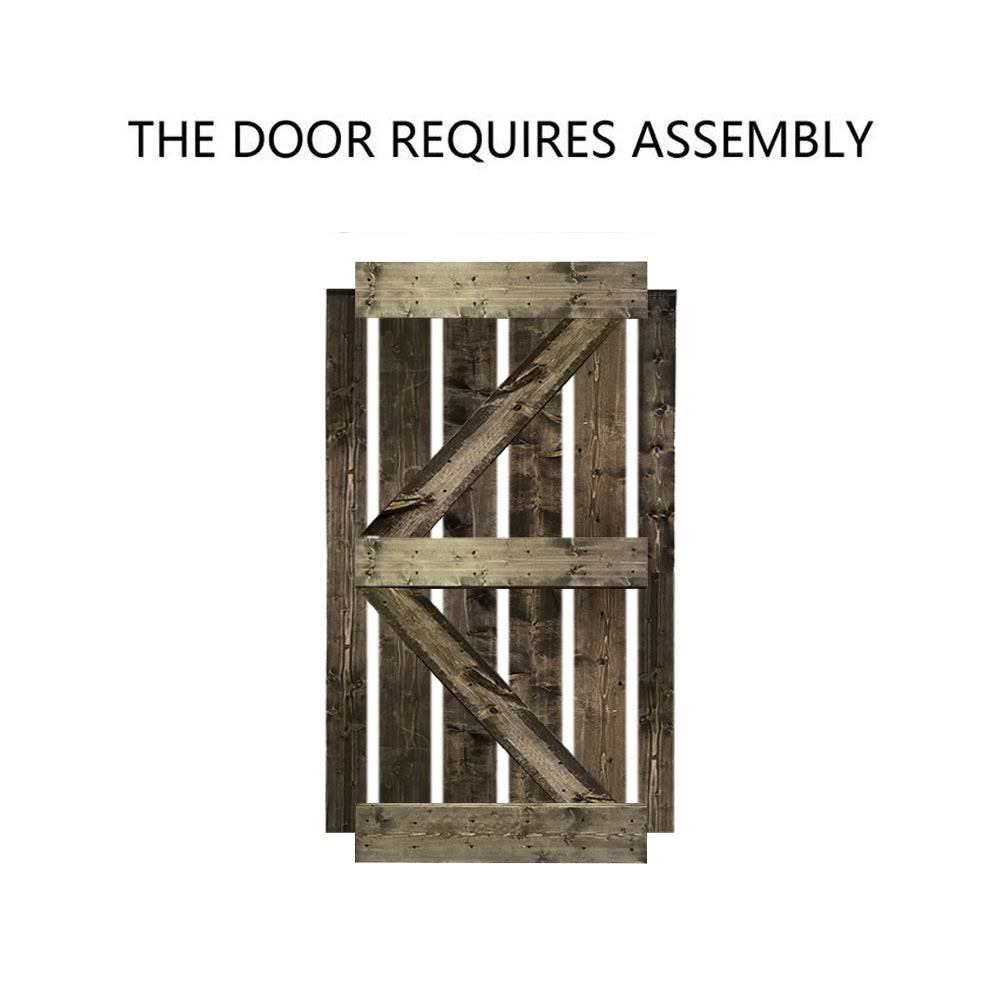 Ocean Blue Stained Wood Sliding Barn Door with Hardware Kit X25484