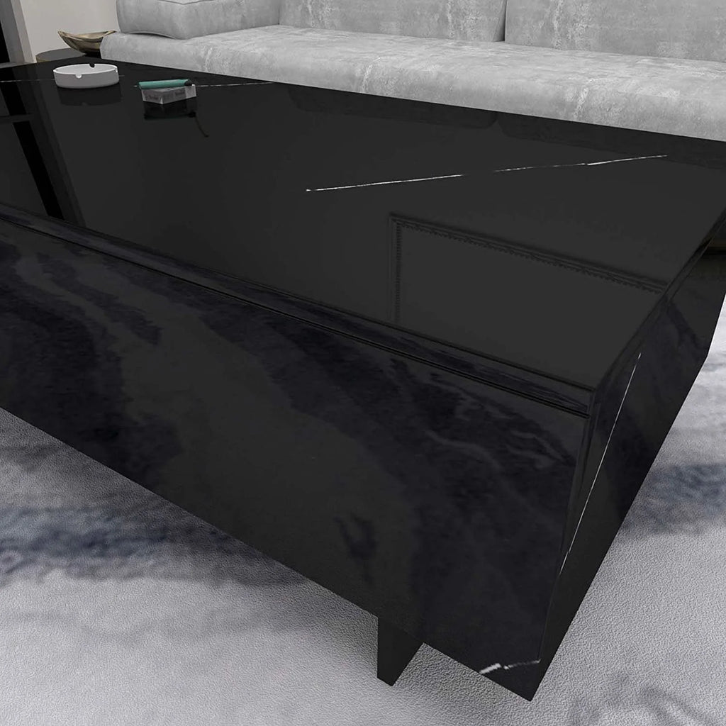 42.5" High Gloss Black Marble Coffee Table U420756