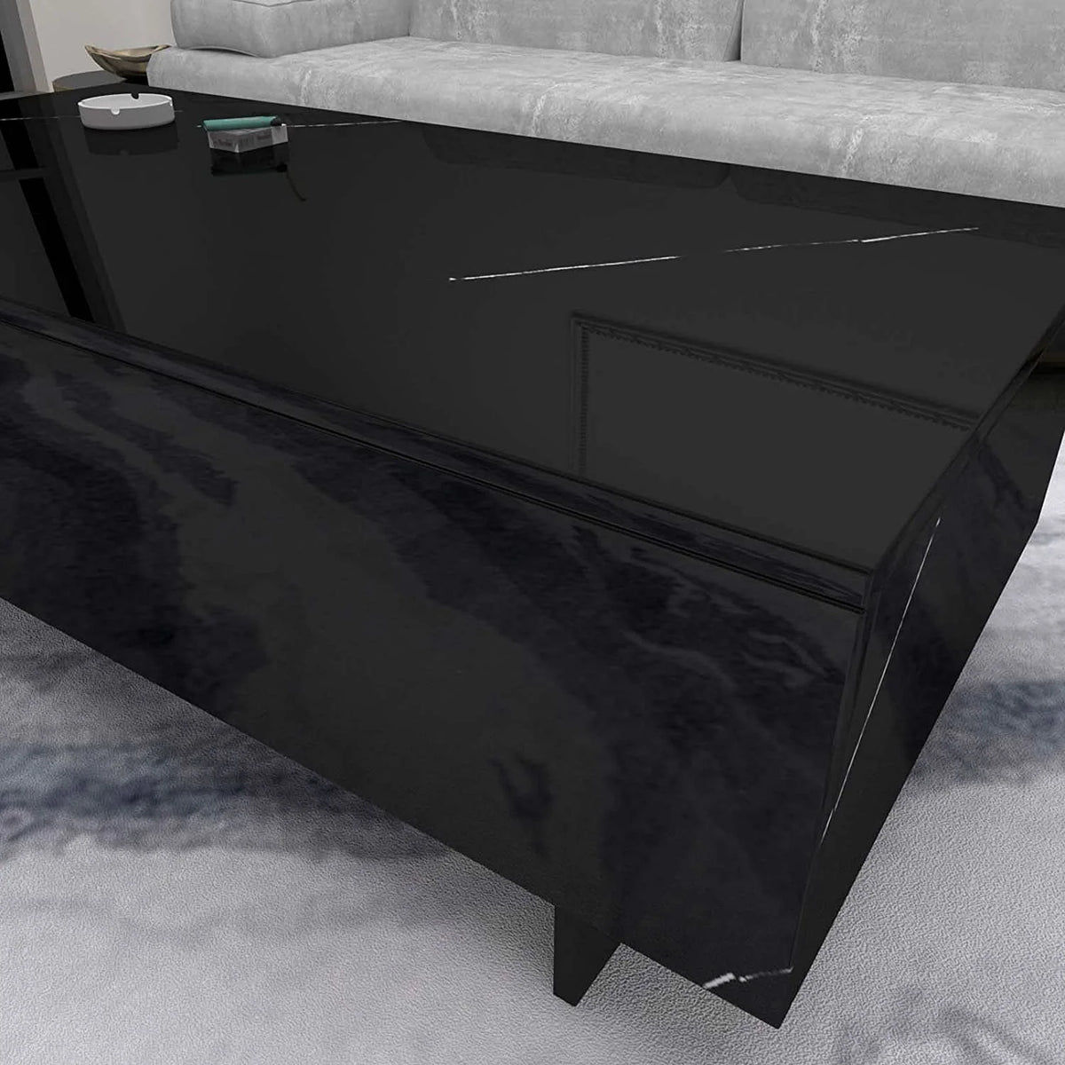 42.5" High Gloss Black Marble Coffee Table U420756