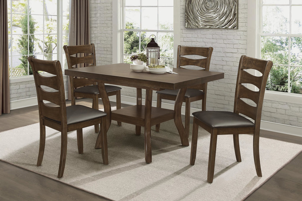 Brown Finish Wood Dining Table with Display Shelf I28074