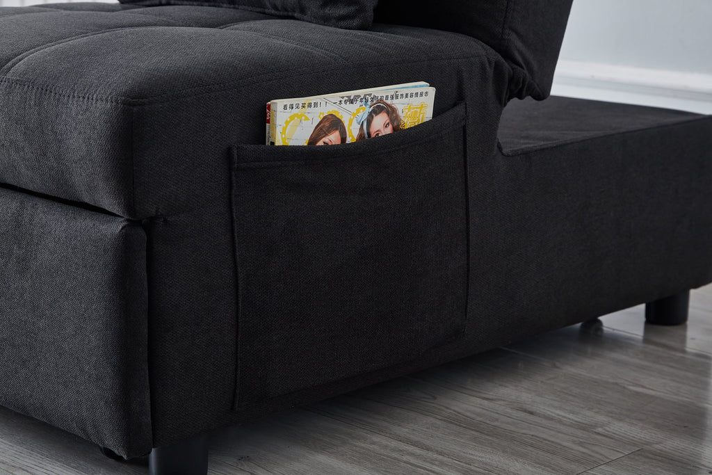 Recliner Chair Bed with Black Linen Fabric C7777
