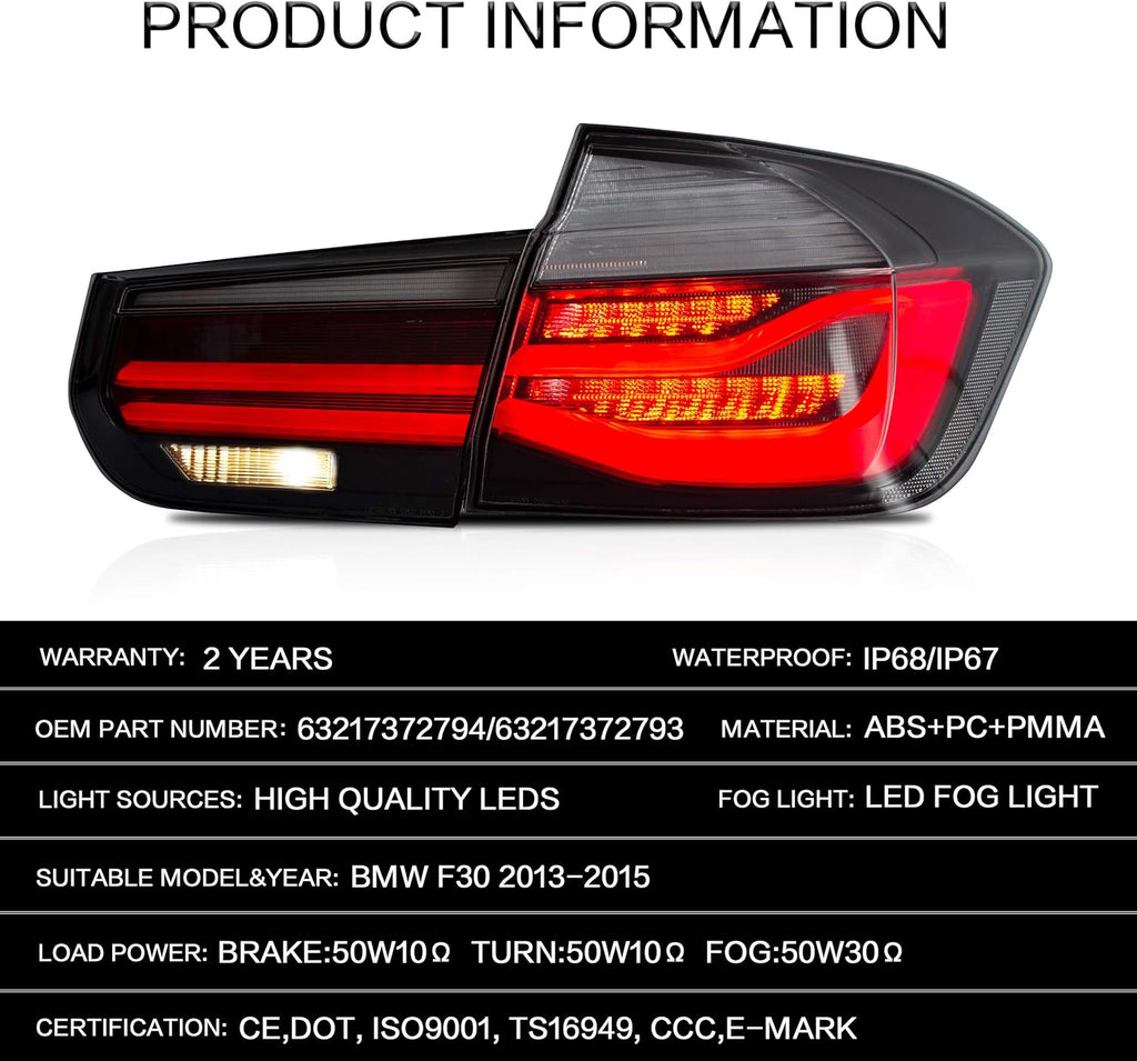 Black Tail Lights Assembly for BMW 3 Series F30 G88717