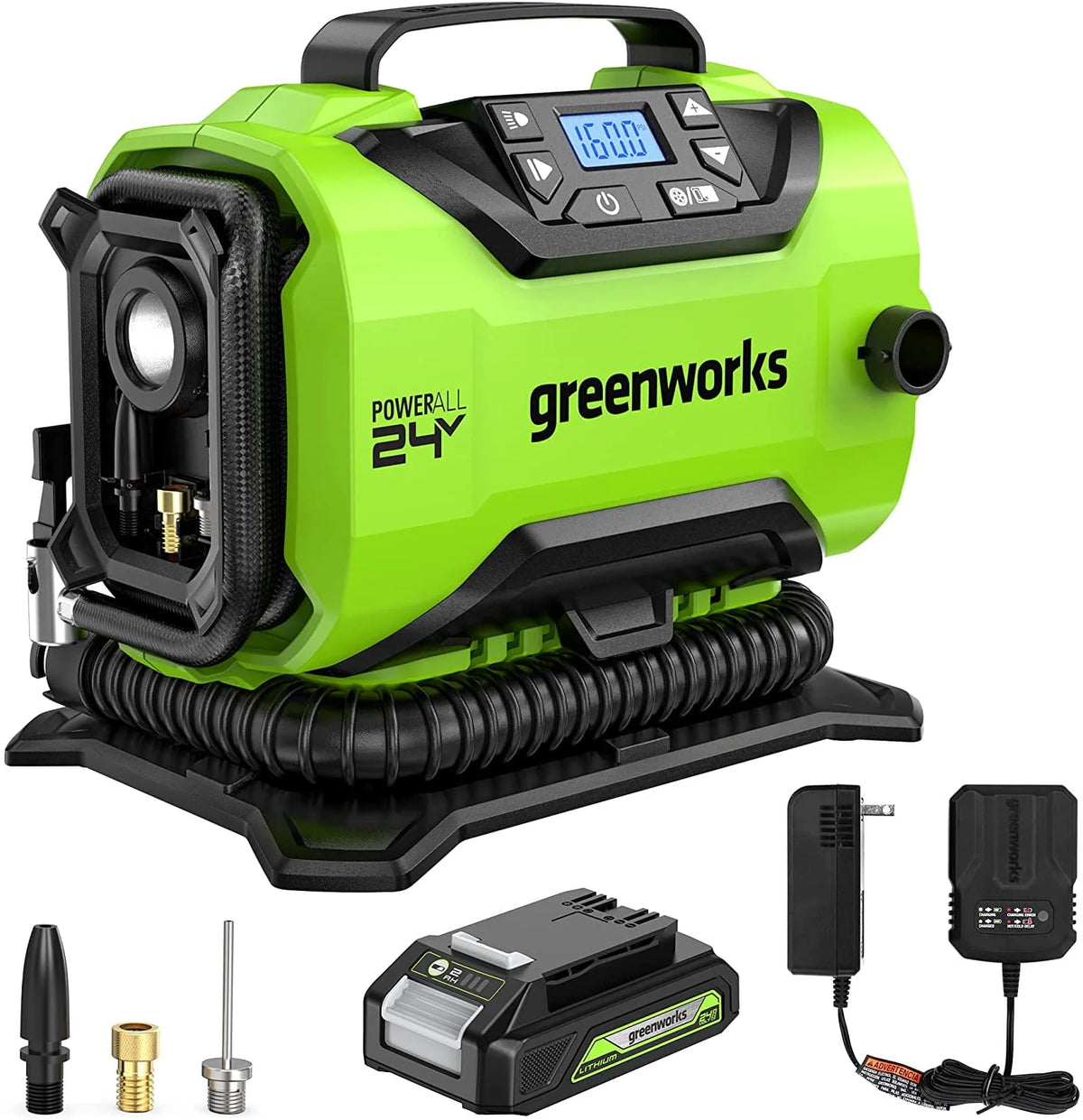 24V Inflator Pump with 2Ah USB Battery & Charger Y86939