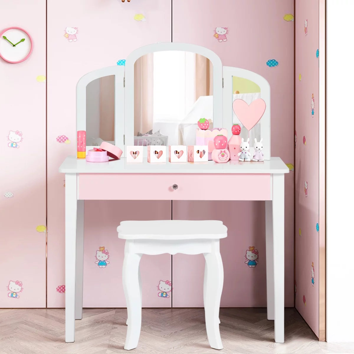 Kids Vanity Set with Mirror White T836