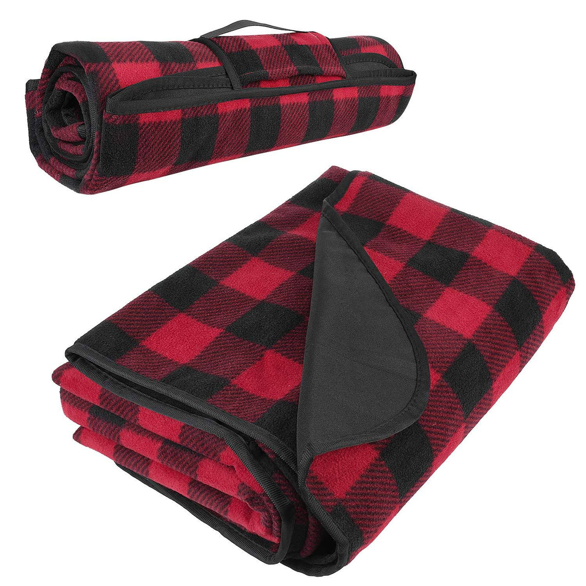Waterproof Blanket 59”x 79” Red-Black Plaid I535