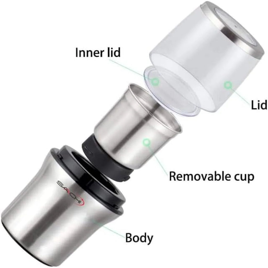 Electric Coffee Grinder Wet And Dry Spice Grinder with 2 Stainless Steel Blades Y4299
