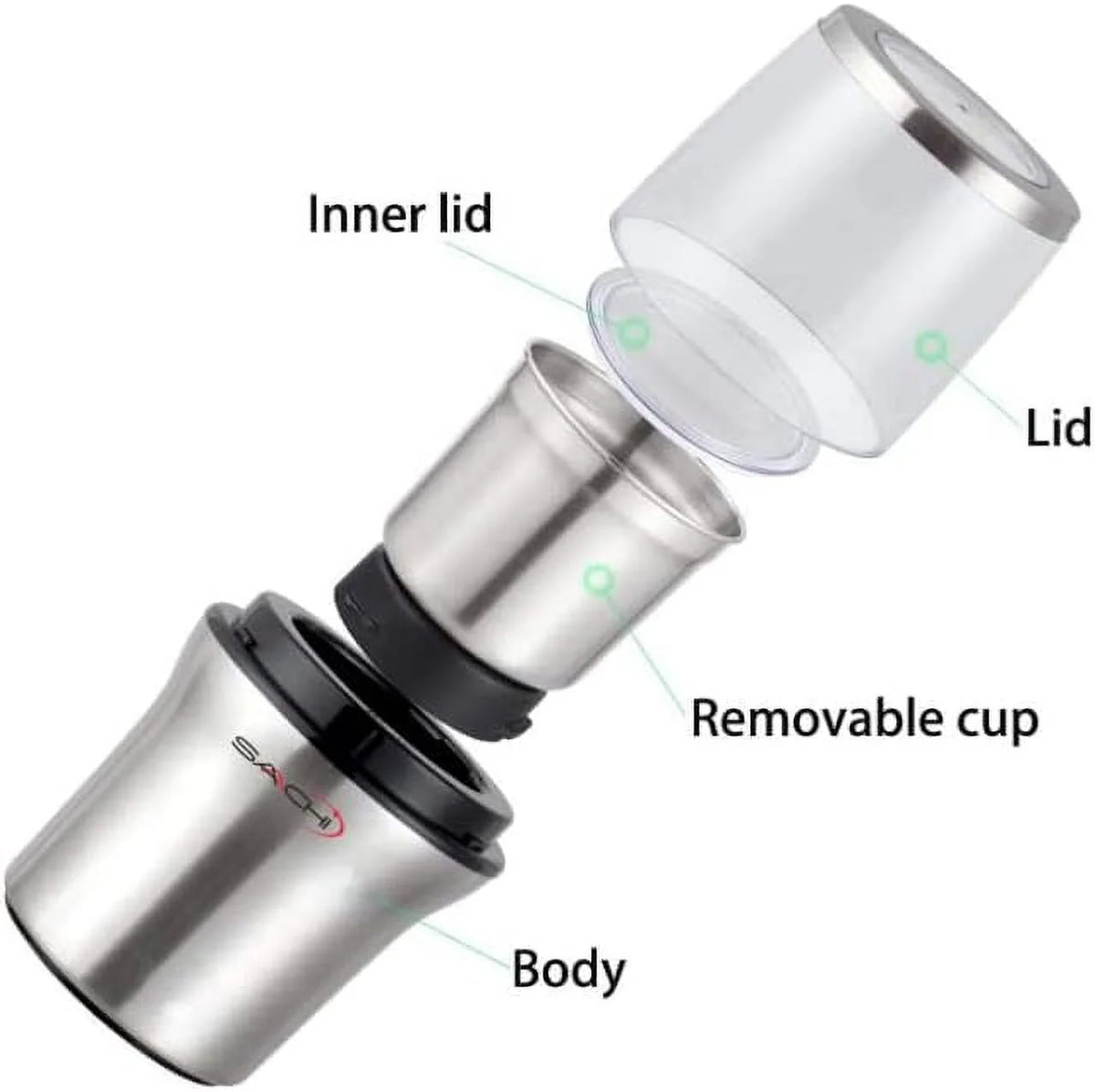 Electric Coffee Grinder Wet And Dry Spice Grinder with 2 Stainless Steel Blades Y4299