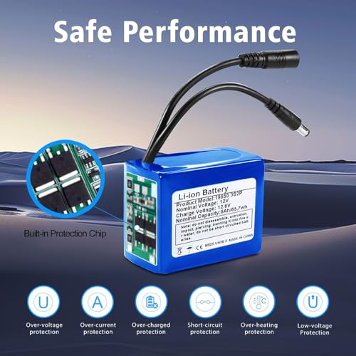 12V 6000mAh Rechargeable Lithium-Ion Battery Pack with Charger J49540