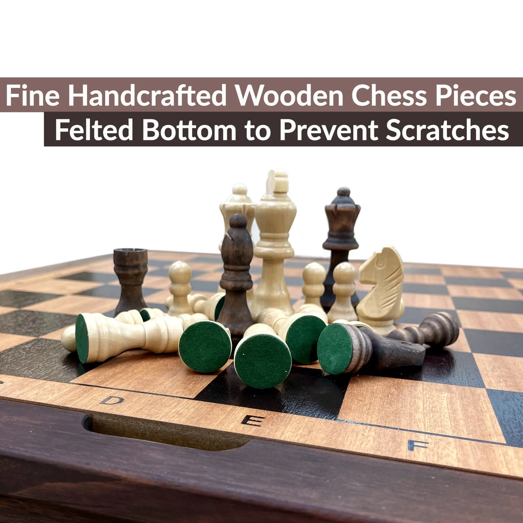 Wooden Chess Checkers and Backgammon 3 in 1 Combo Game Table Set C95224