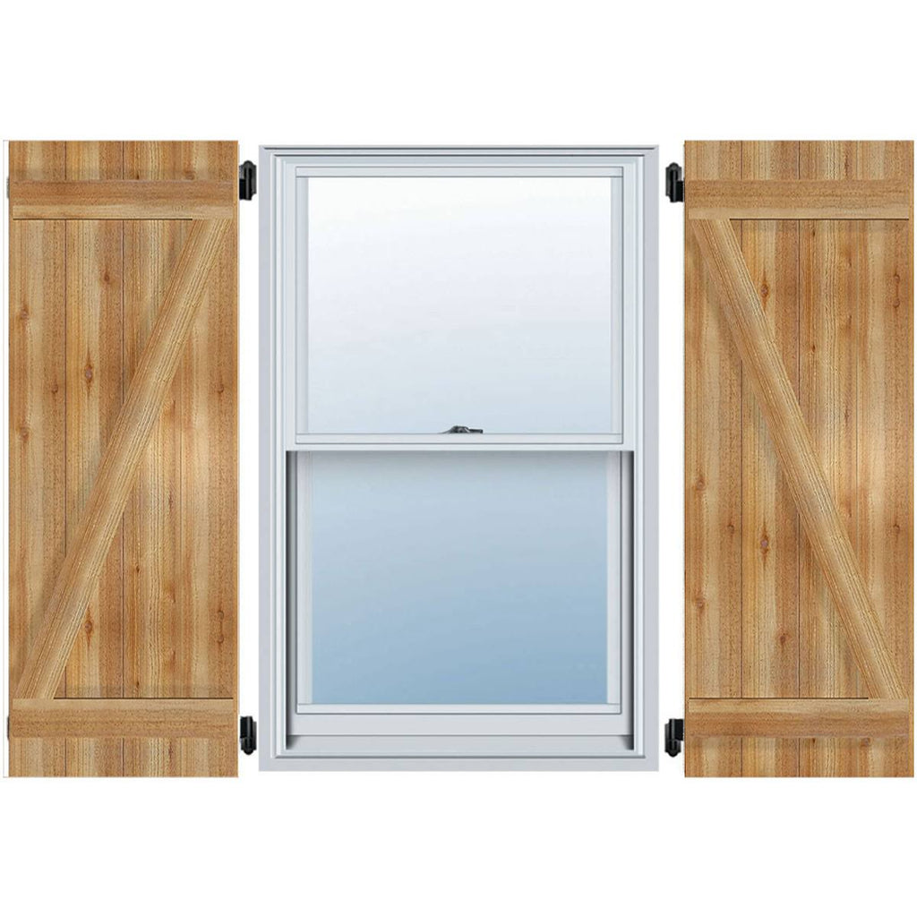 Rough Sawn Western Red Cedar Board-n-Batten Shutters with Z-Bar G727281