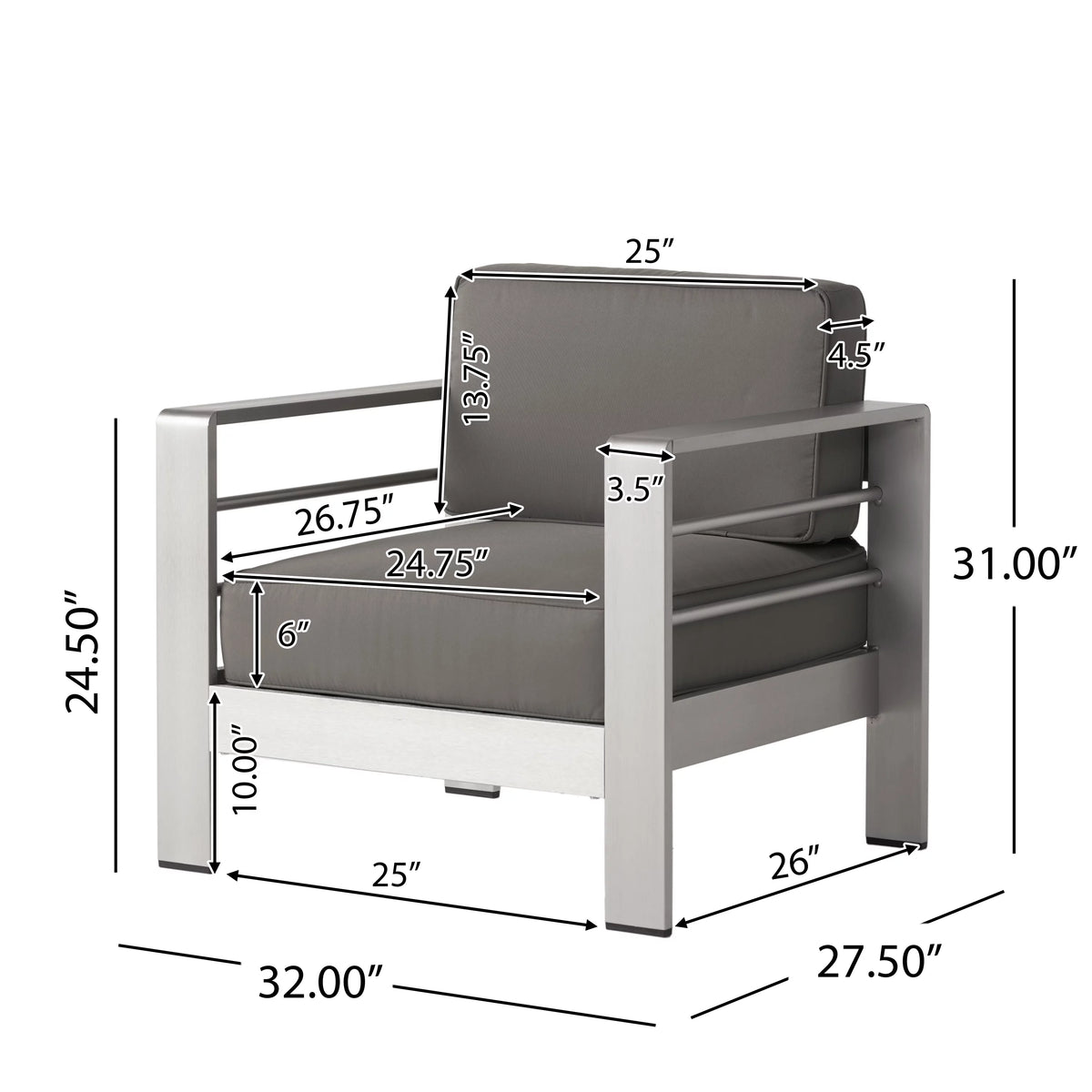 Light Gray and Gray 7 Seater Aluminum Chat Set with Fire Pit X343687