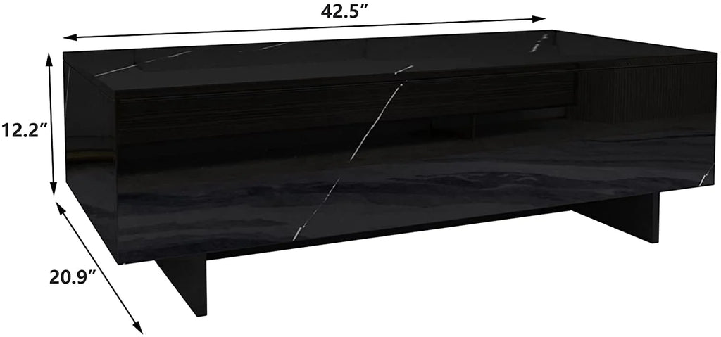 42.5" High Gloss Black Marble Coffee Table U420756