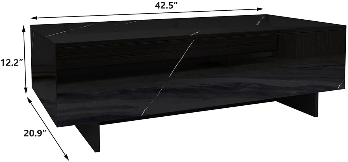 42.5" High Gloss Black Marble Coffee Table U420756