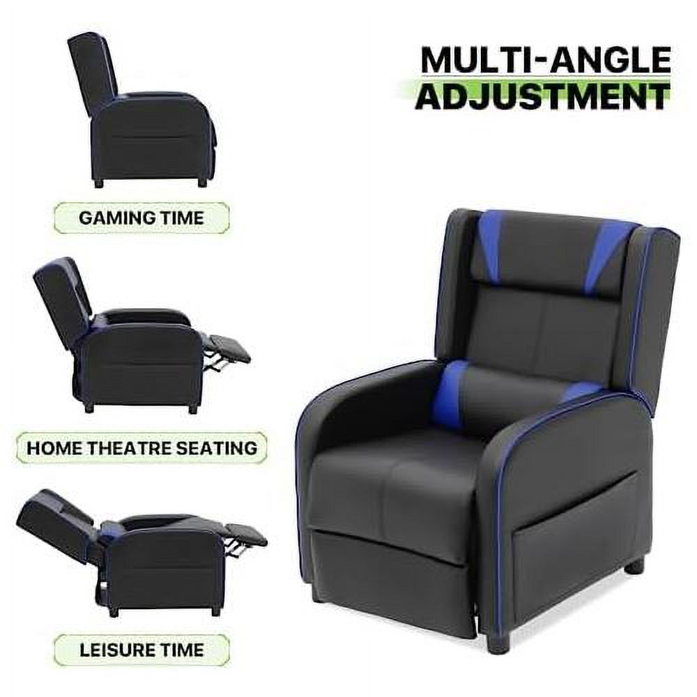 Blue PU Leather Racing Reclining Single Sofa M852