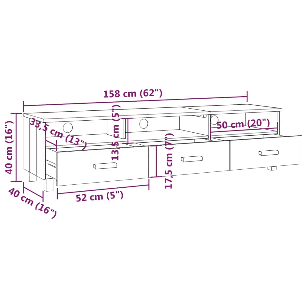 Honey Brown Solid Wood Pine TV Stand A7403