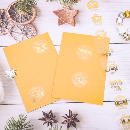 1000Pcs Clear Gold Foil Christmas Stickers Y853866