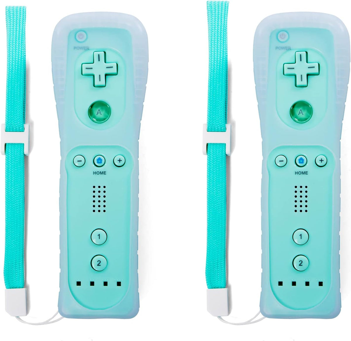 Light Blue Wii Remote Controller 2 Pack with Silicone Case and Wrist Strap J5036