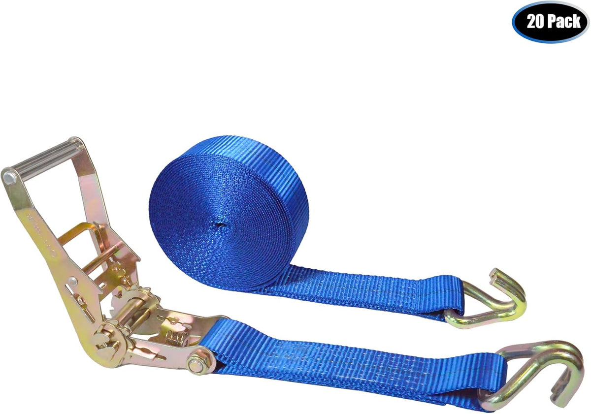 2.5 oz x 30 ft Tie Down Double Wire J Hook Ratchet Straps (Blue, 4 Pack) Z619133