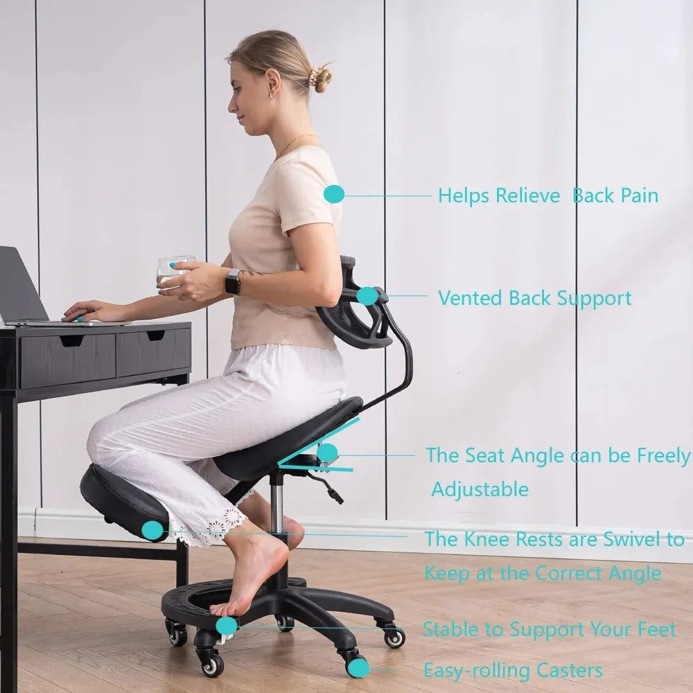 Kneeling Chair with Wheels and Back Support U577