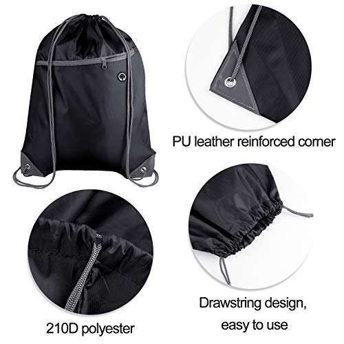 12Pcs Drawstring Backpack Bags with Zipper Pocket and Headphone Hole D45018