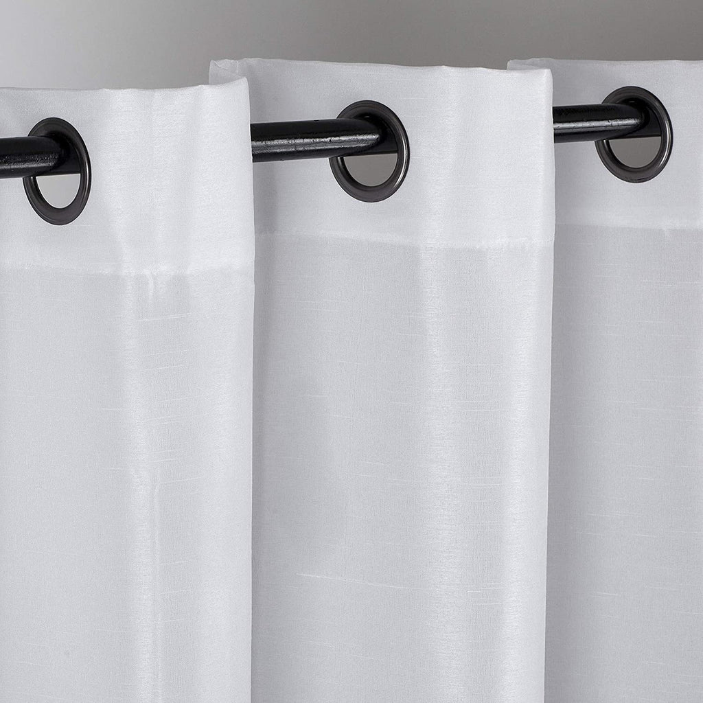 White 2 Panel Faux Silk Solid Curtain Drapes with Bronze Grommet 108" x 63" L A67285
