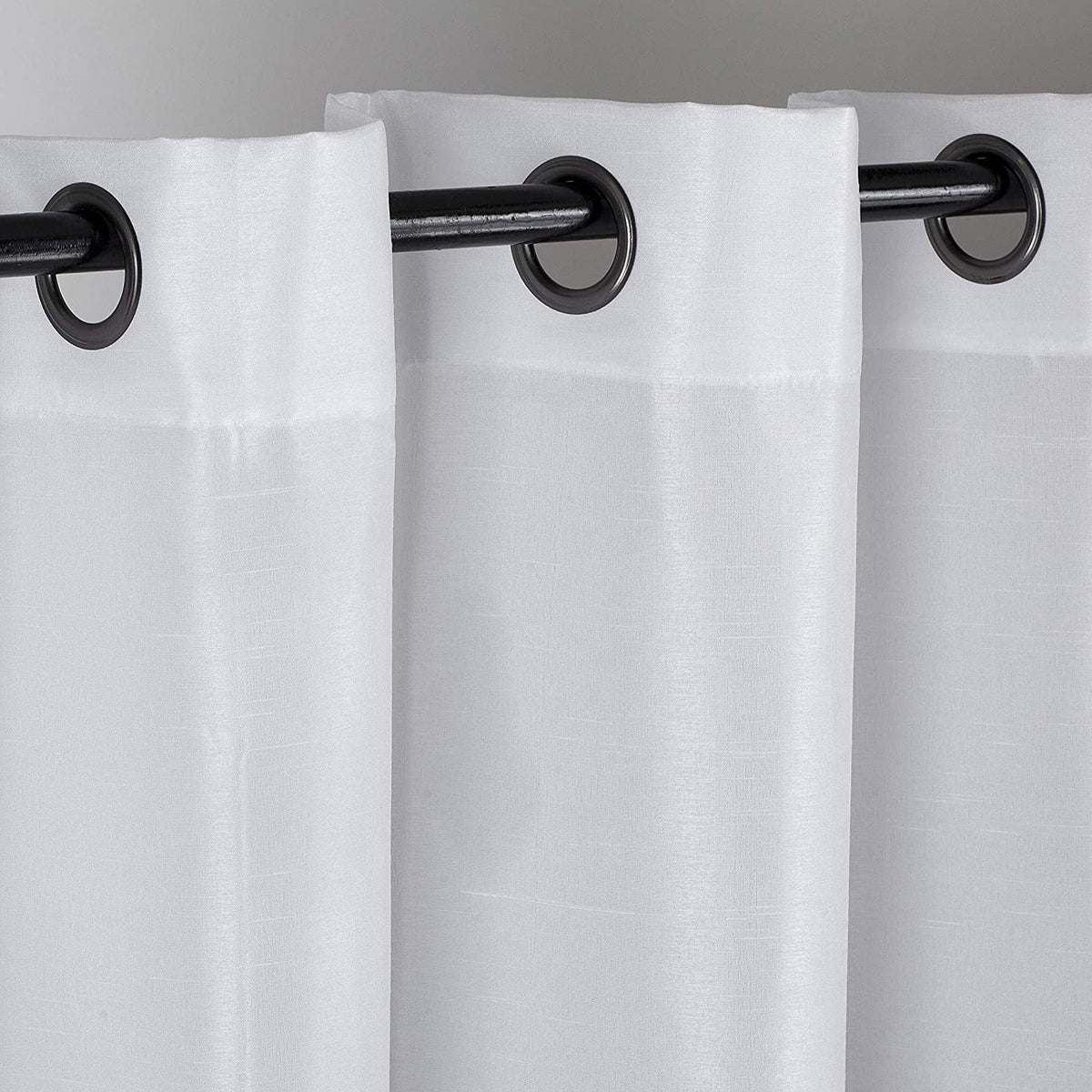 White 2 Panel Faux Silk Solid Curtain Drapes with Bronze Grommet 108" x 63" L A67285