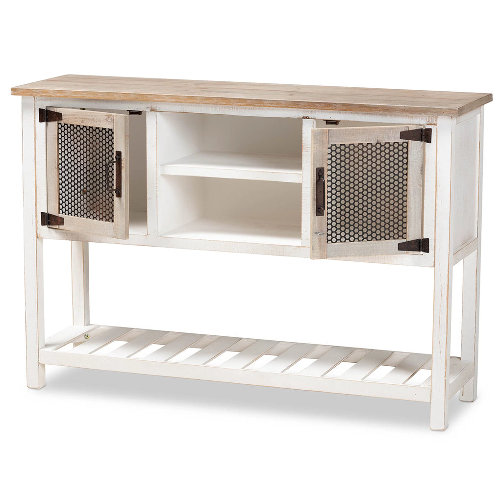 White and Oak Brown Wood 2-Door Sideboard Buffet V658987