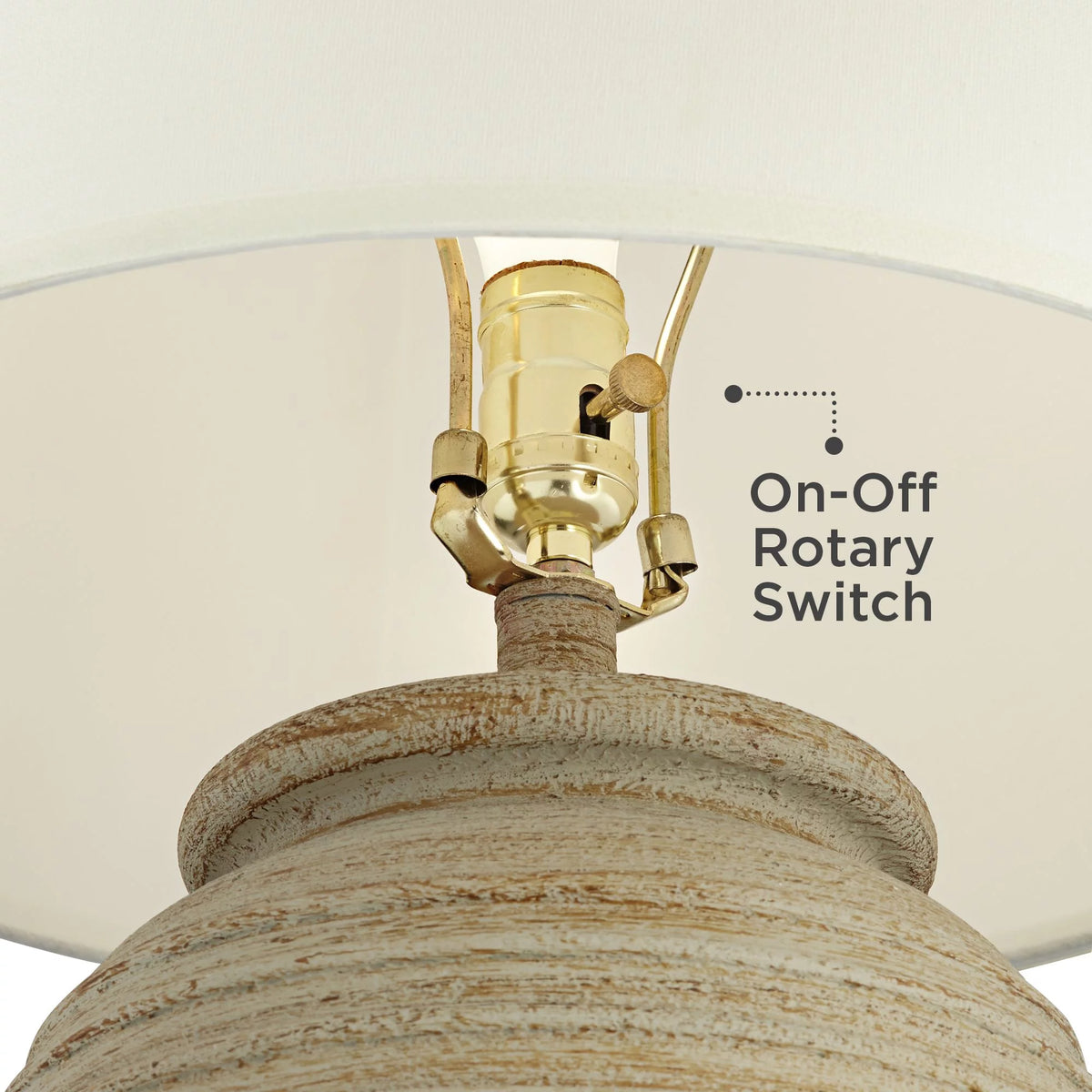 28" Tall Table Lamp with Cream Linen Drum Shade C407