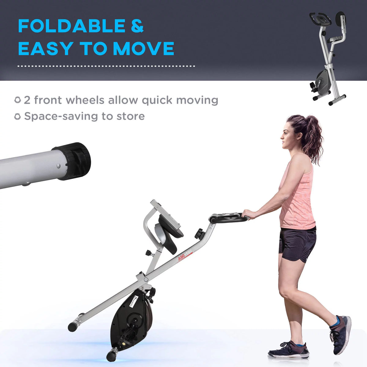 Folding Upright Stationary Exercise Bike with 8 Levels of Magnetic Resistance E987548