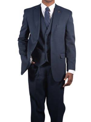 Navy Blue 40 Long Vested Suit O134