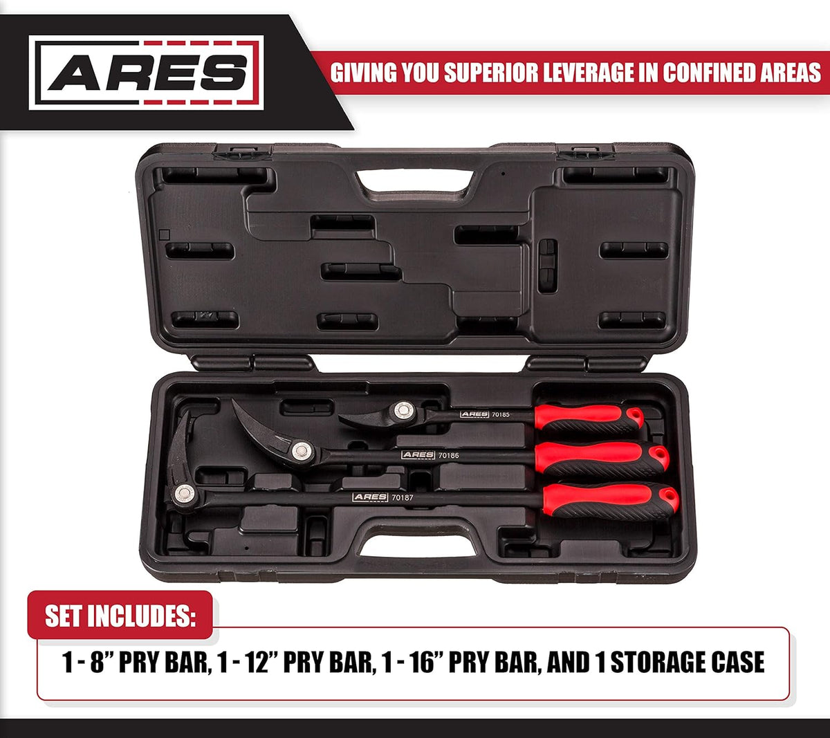 3-Piece Indexable Pry Bar Set, Chrome Vanadium Steel, 8-Inch, 12-Inch and 16-Inch Z8151