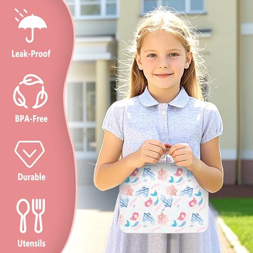 Kids 5 Compartment Leak-Proof Bento Lunch Box with Ice Pack and Utensils K448
