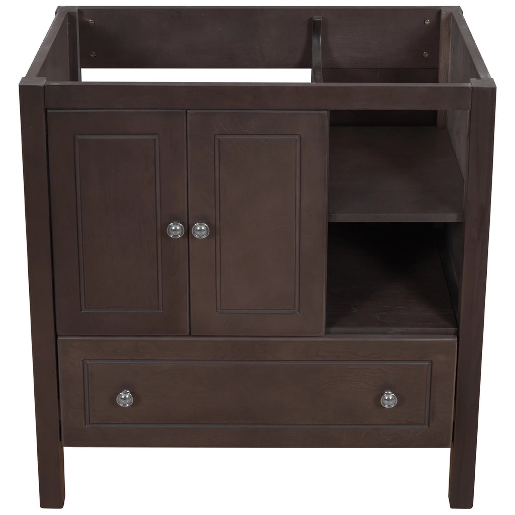30" Brown Solid Wood Bathroom Vanity Base Only M2149