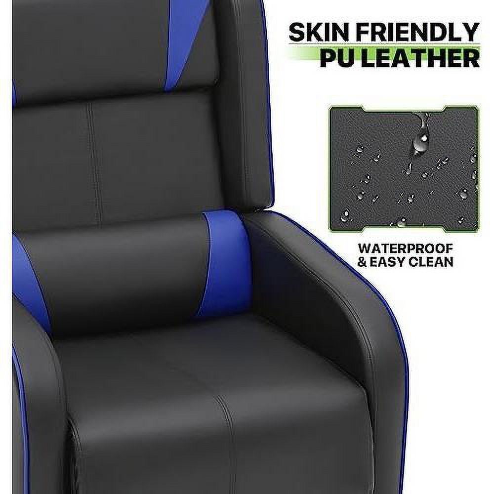 Blue PU Leather Racing Reclining Single Sofa M852