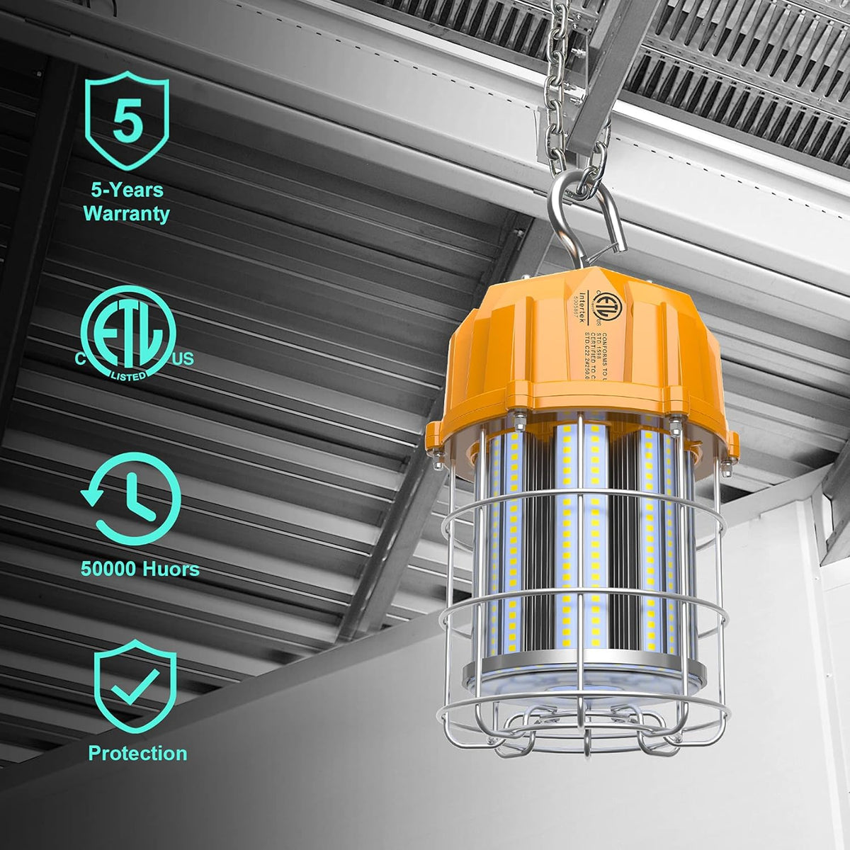 125W LED Temporary Work Light with 10' Cable Portable Hanging Construction Light IP65 B13178