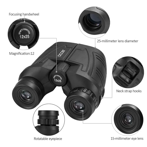 12x25 Compact Waterproof Binoculars with Low Light Vision M32938
