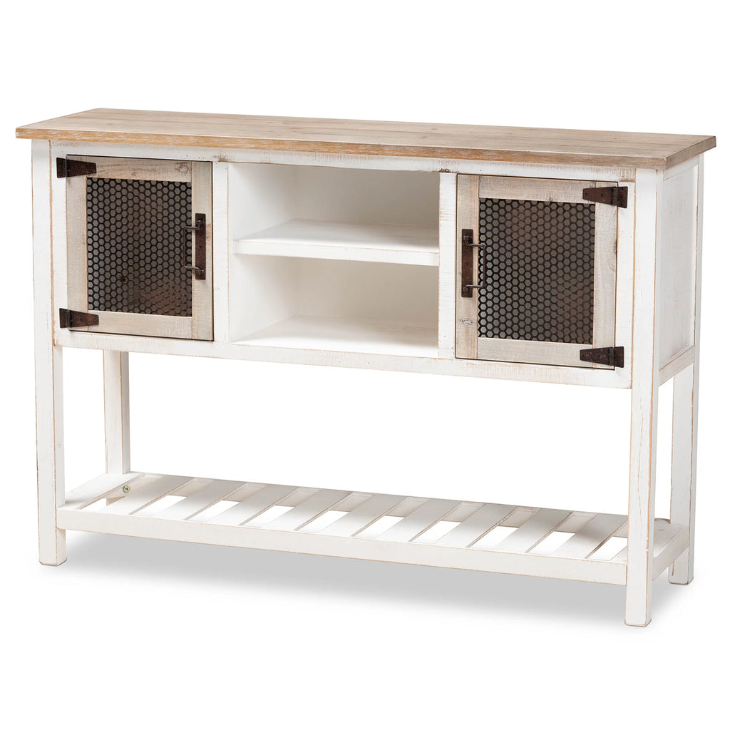 White and Oak Brown Wood 2-Door Sideboard Buffet V658987