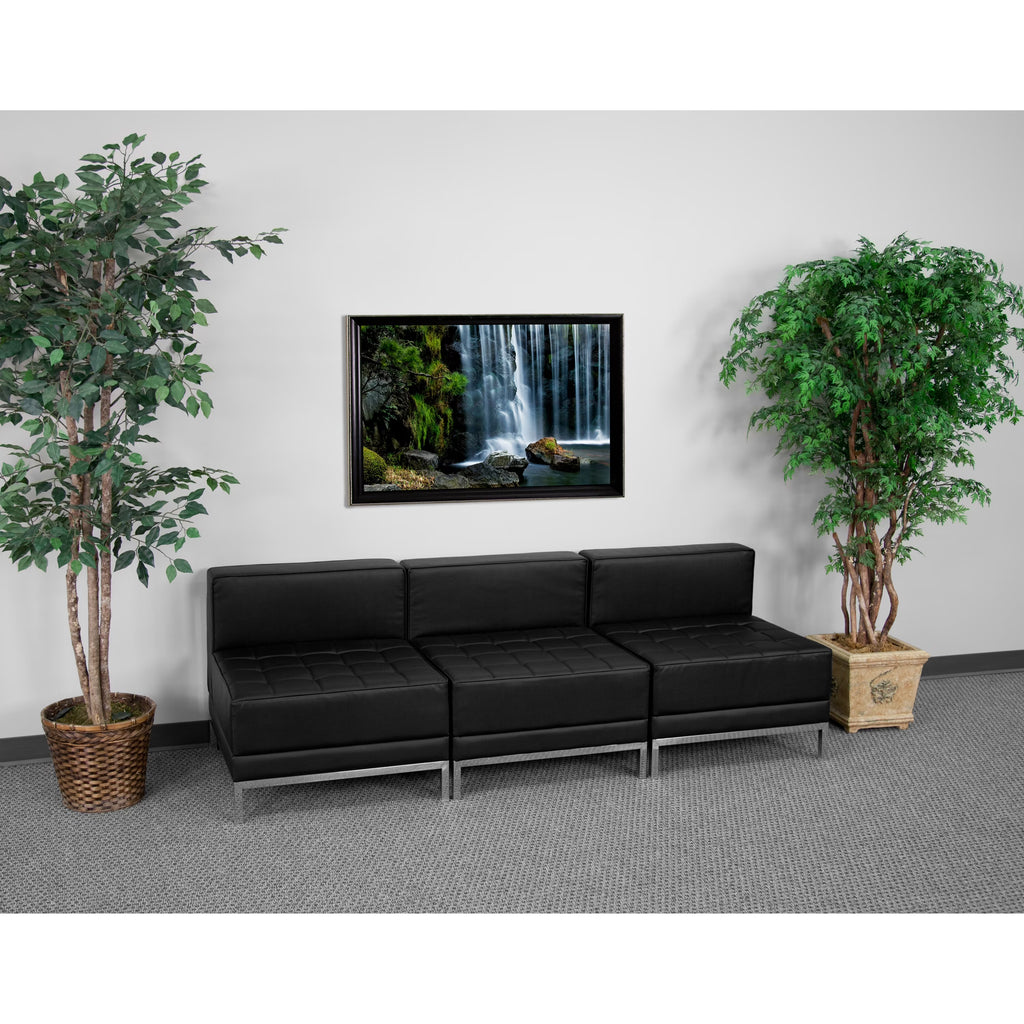Black LeatherSoft Lounge Set, 3 Pieces S719