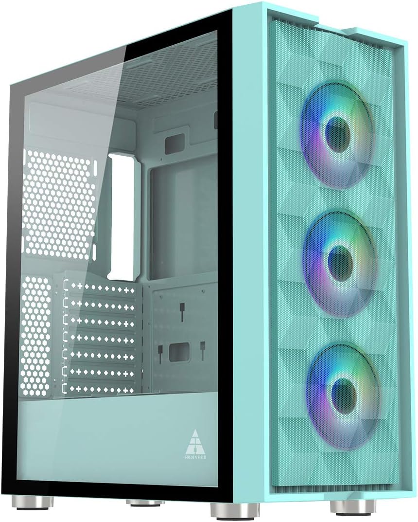 Pink Mid Tower Computer Case with Tempered Glass Side Panel L446