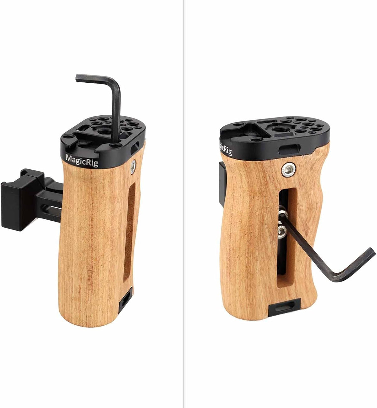 Adjustable Wooden Handle Grip with Cold Shoe Mount H785867