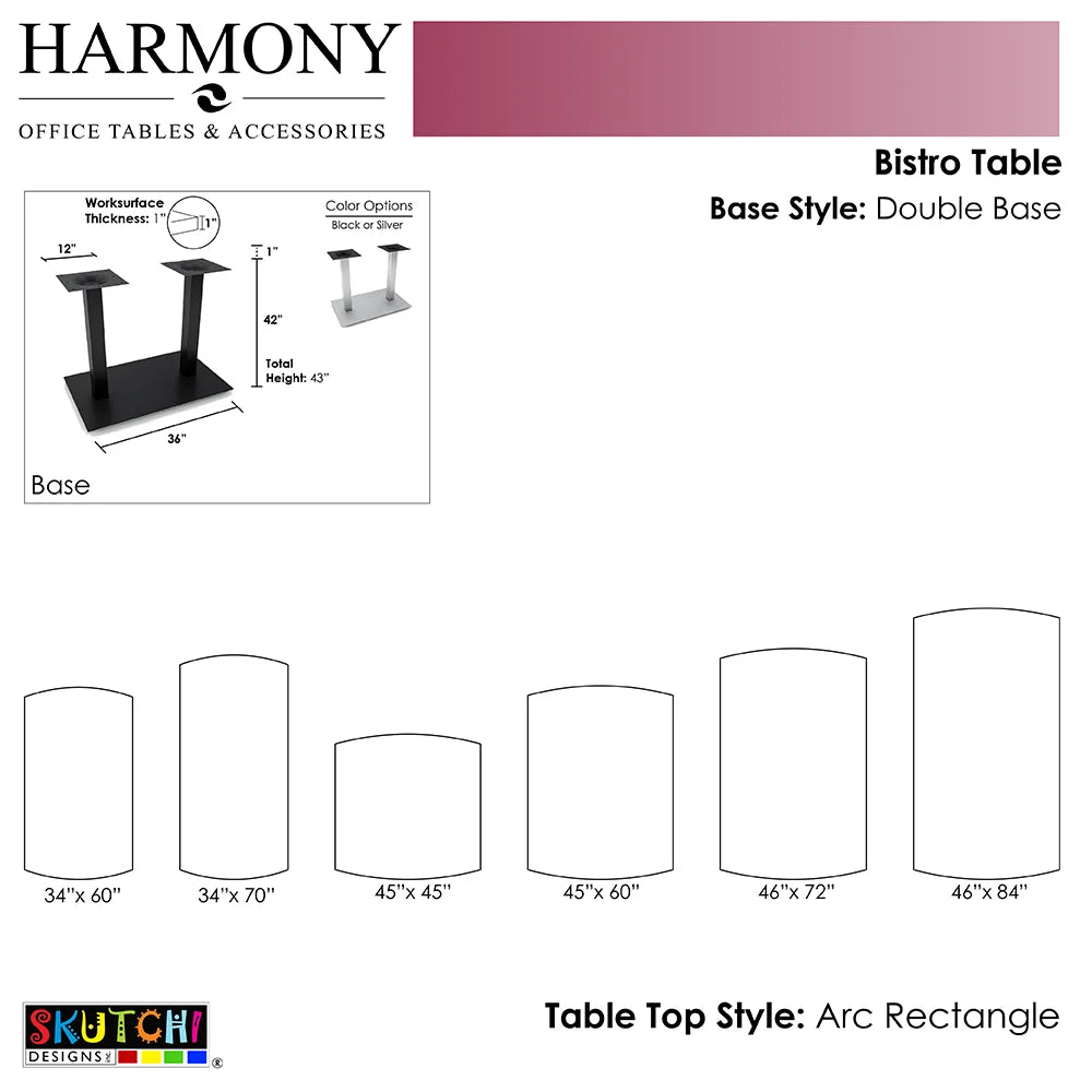 60" Small Arc Rectangle Bistro Height Bar Table L453368