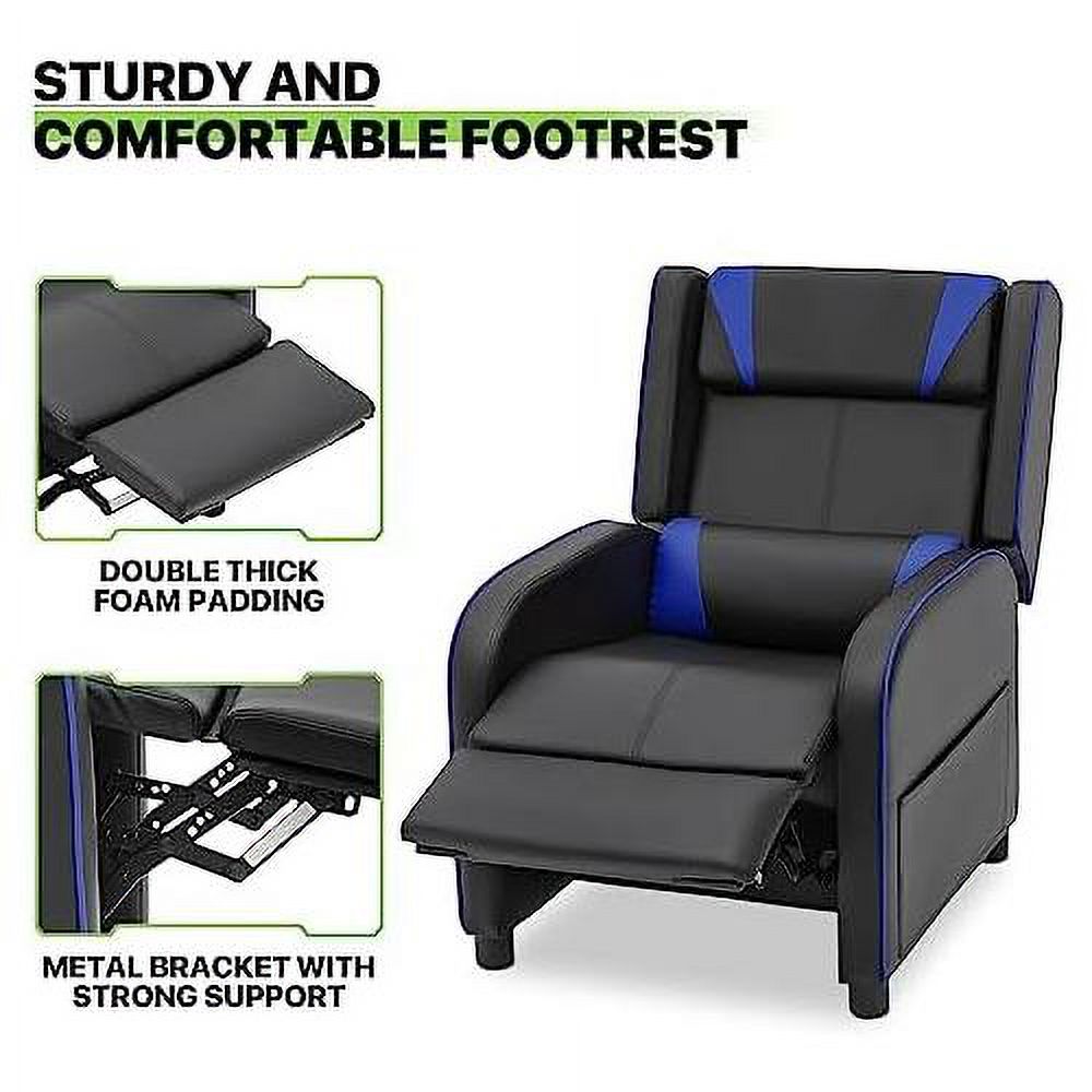 Blue PU Leather Racing Reclining Single Sofa M852