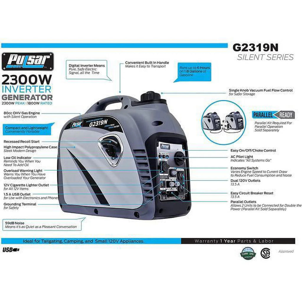 2300 Peak Watt Digital Inverter Generator with 80cc OHV Engine F78330