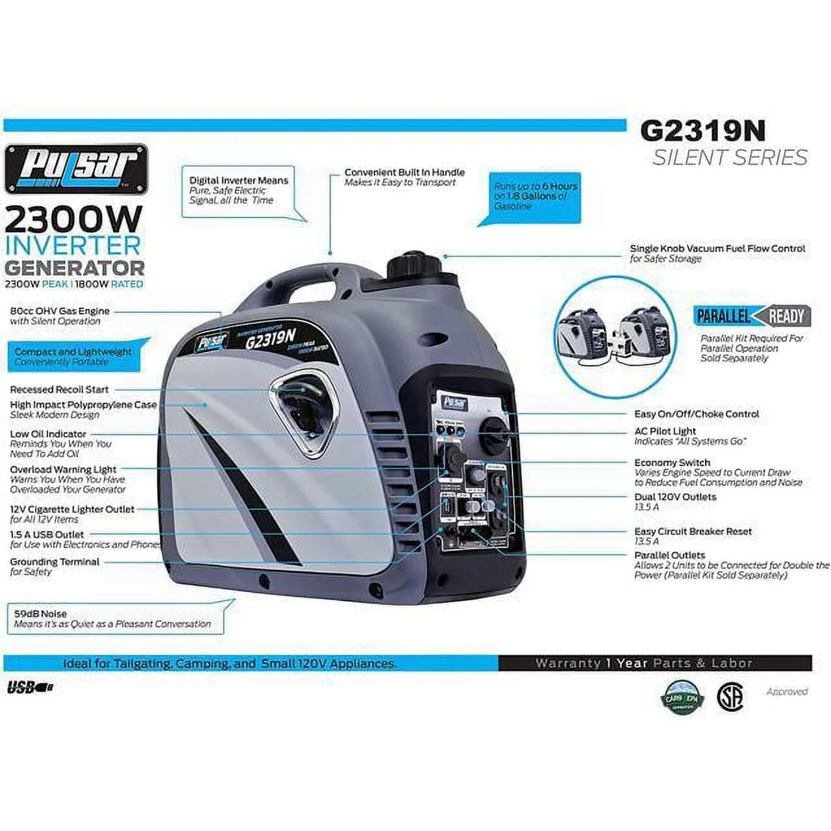 2300 Peak Watt Digital Inverter Generator with 80cc OHV Engine F78330
