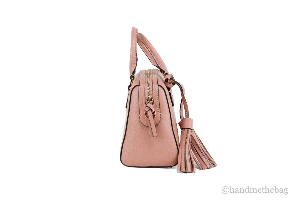 Pink Pebbled Leather Satchel Crossbody Bag D52177