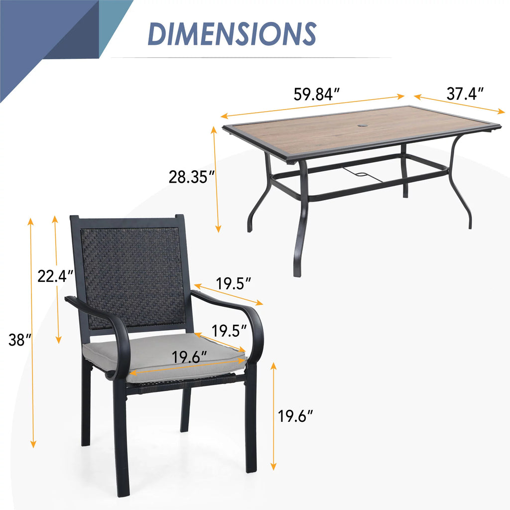 7 Pieces Wicker Rattan Patio Dining Table and Chairs Set B371696