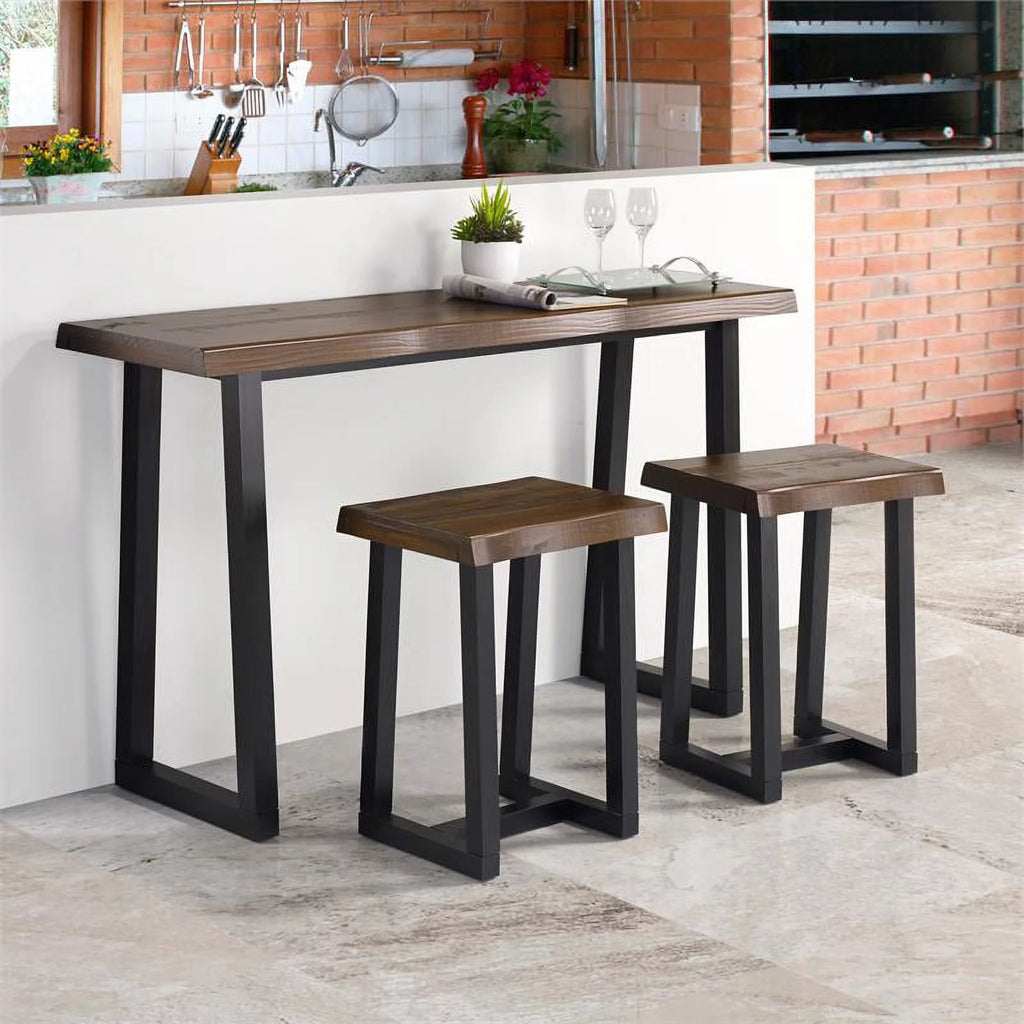 Solid Wood Live Edge Stool Set of 3 X9453
