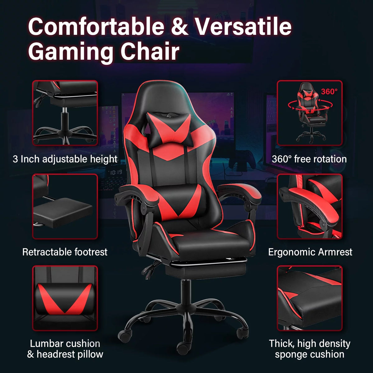Black and Red Ergonomic Racing Chair S642165