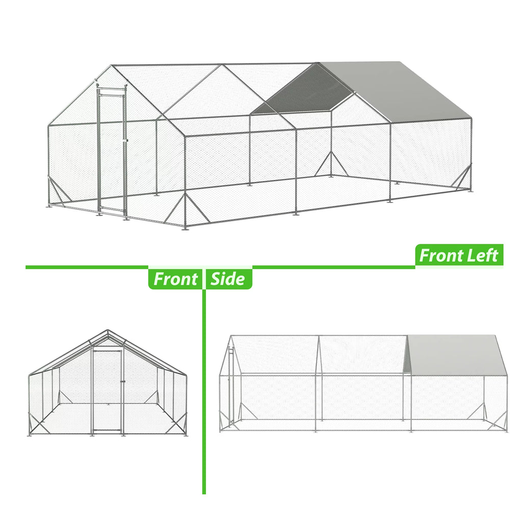 Large Metal Walk-in Chicken Coop with Waterproof Cover X137